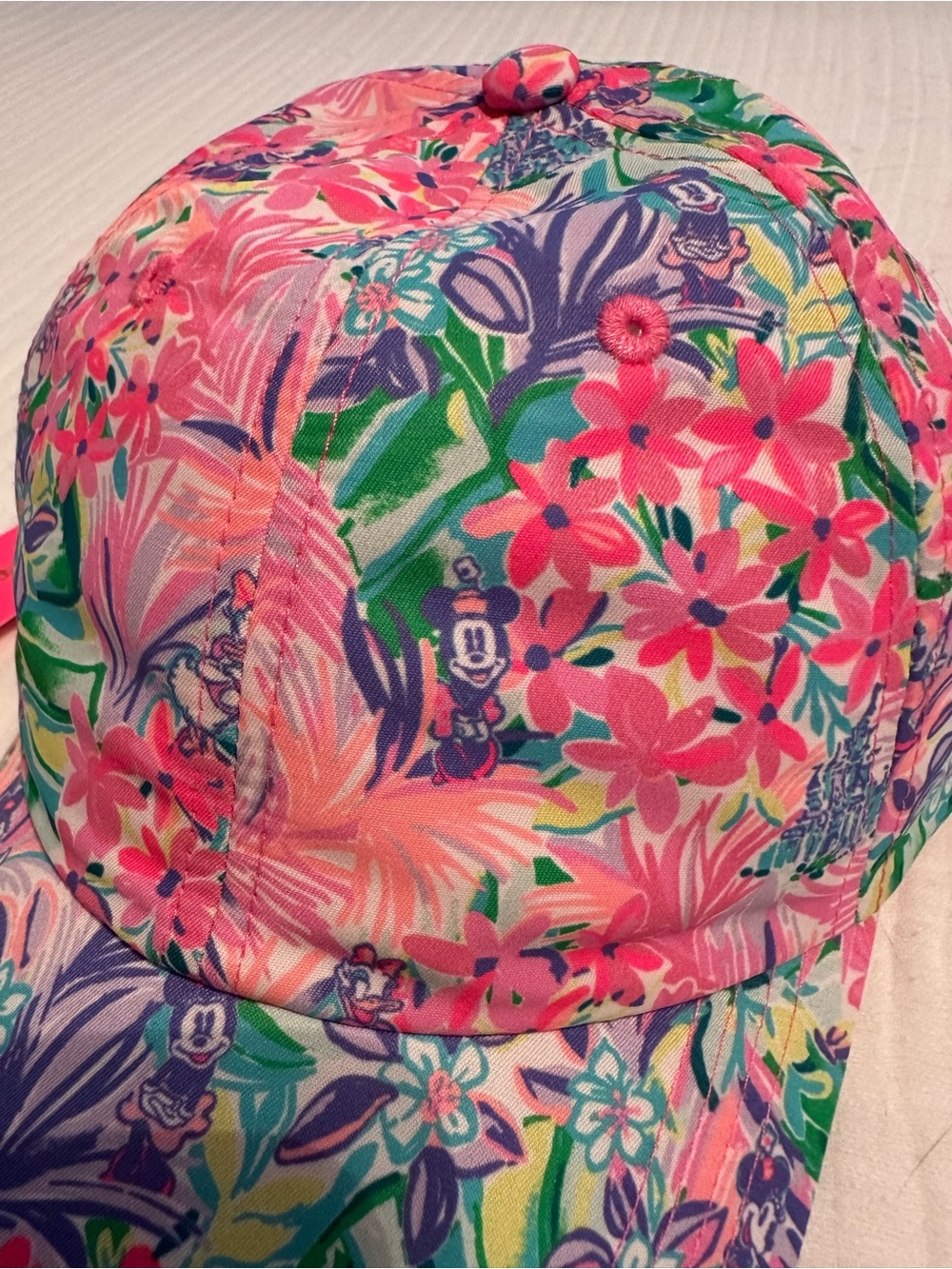 Disney+Lilly Pulitzer Tropical Floral Hidden Minnie/Daisy Ball Cap - Picture 2 of 7
